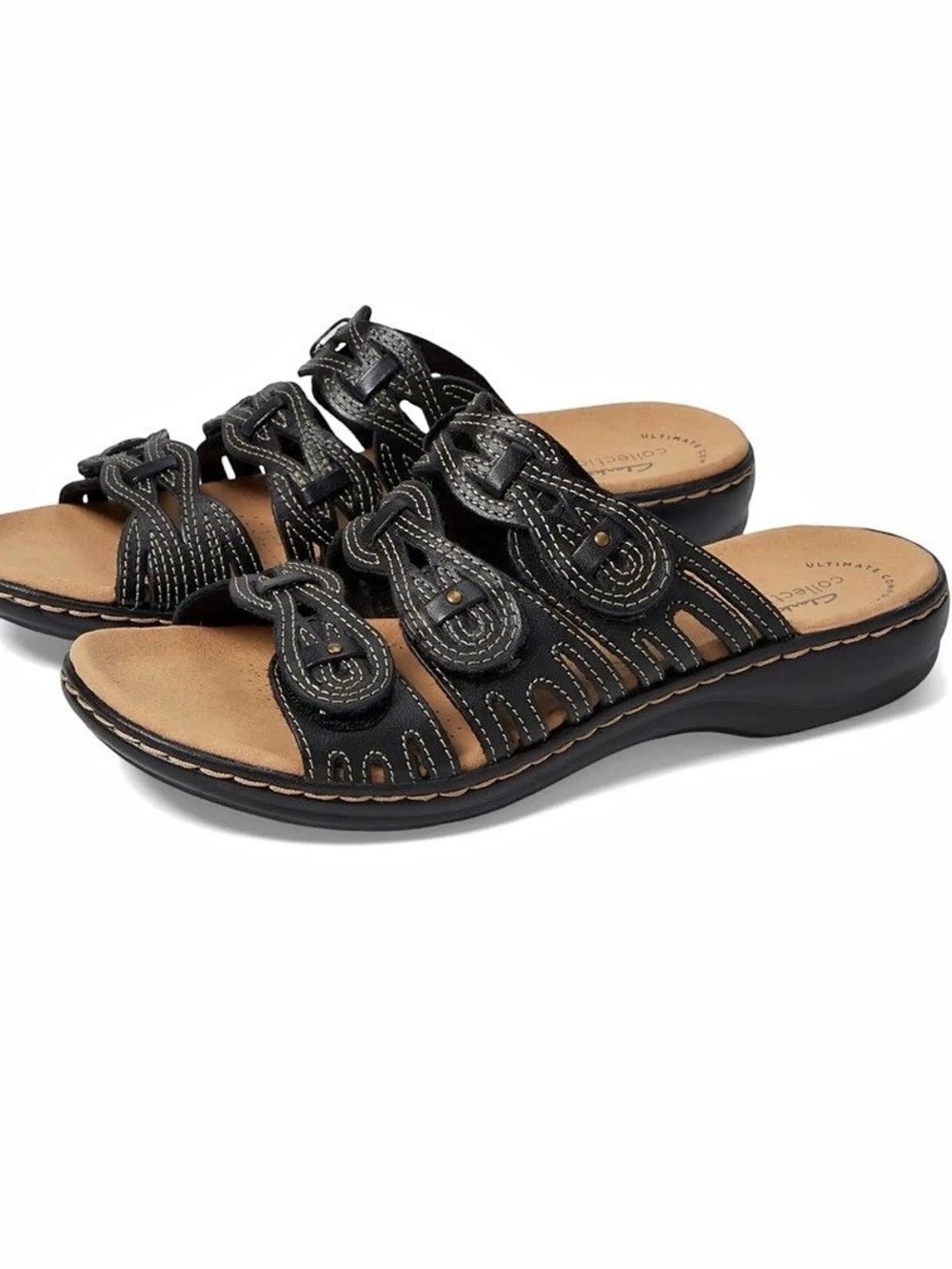Clarks Leisa Faye Women's Black Comfort Sandals Size US 9